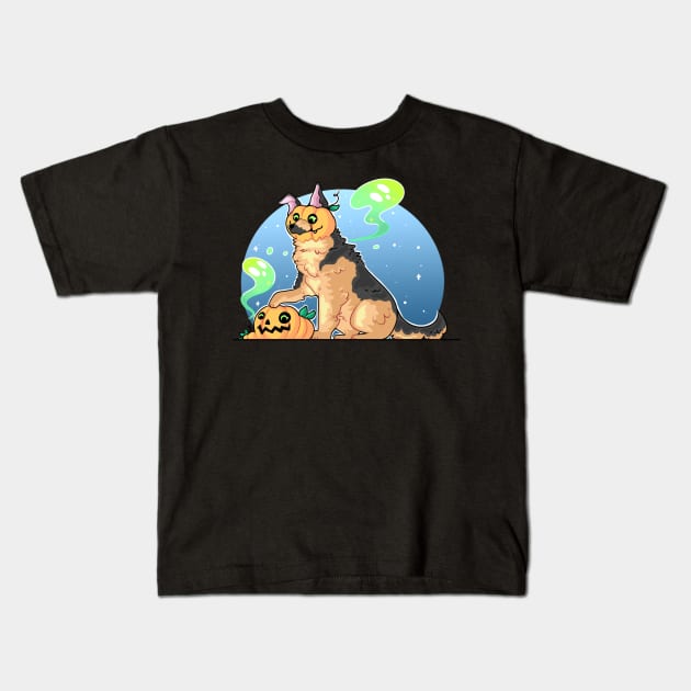 German shepherd - Pumpkin Kids T-Shirt by Yukipyro